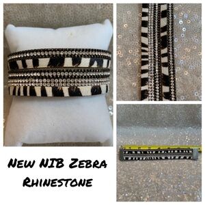 New NIB zebra rhinestone wrap bracelet